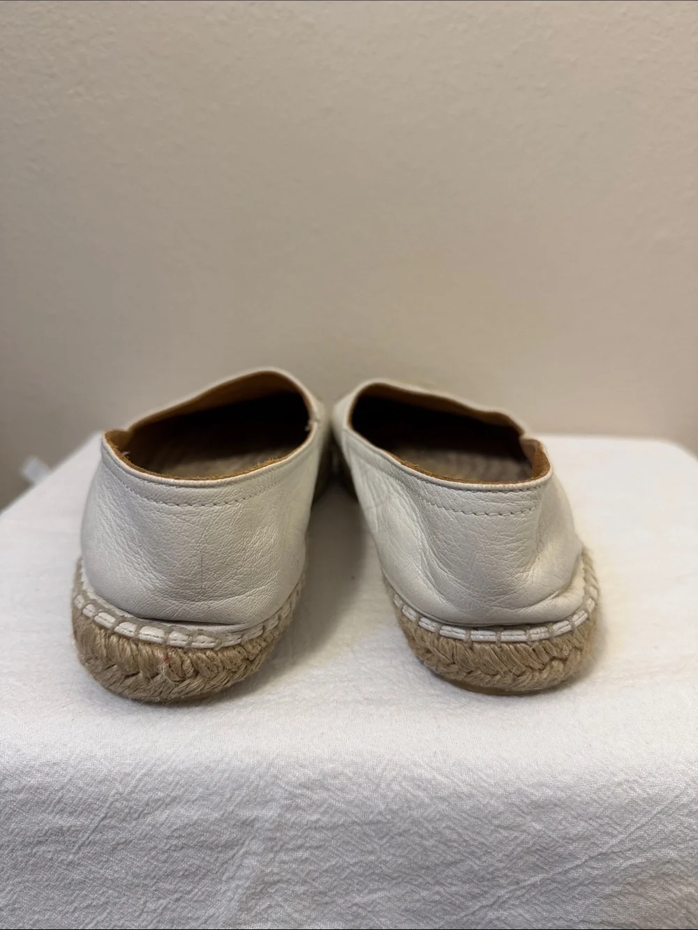 Prada Milano Cream White Leather Espadrille Slip-Ons with Logo Size 37 (US 7)